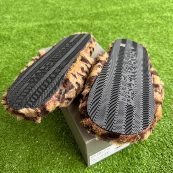 Balenciaga Furry Slide Leopard Brown Black - Picture 2 of 4